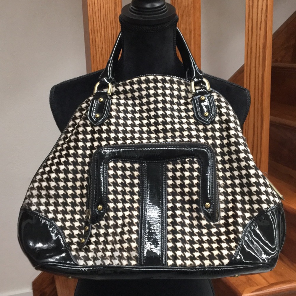 Cole Haan Houndstooth Patent Leather Bag & Wallet